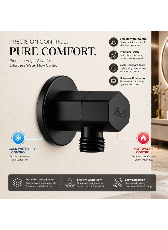 RONA Premium Solid Copper Angle Valve | Heavy-Duty Quarter Turn Shut-Off Valve with Hexagonal Cap | Leak-Proof Ceramic Disc | Universal G 1/2" Fitting for Bathroom & Kitchen | 5-Year Warranty (Available in 6 Luxury Finishes) - Image 4