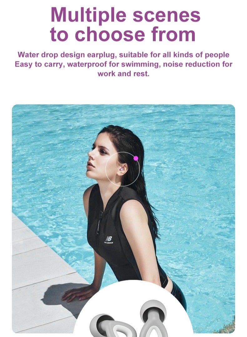 سدادات أذن عازلة للضوضاء أثناء النوم - سدادات أذن سيليكون قابلة لإعادة الاستخدام بقوة 35 ديسيبل مع 6 أطراف لسماعات الأذن للنوم والسباحة والسفر والعمل والحفلات الموسيقية وحفلات الرايف - Image 4