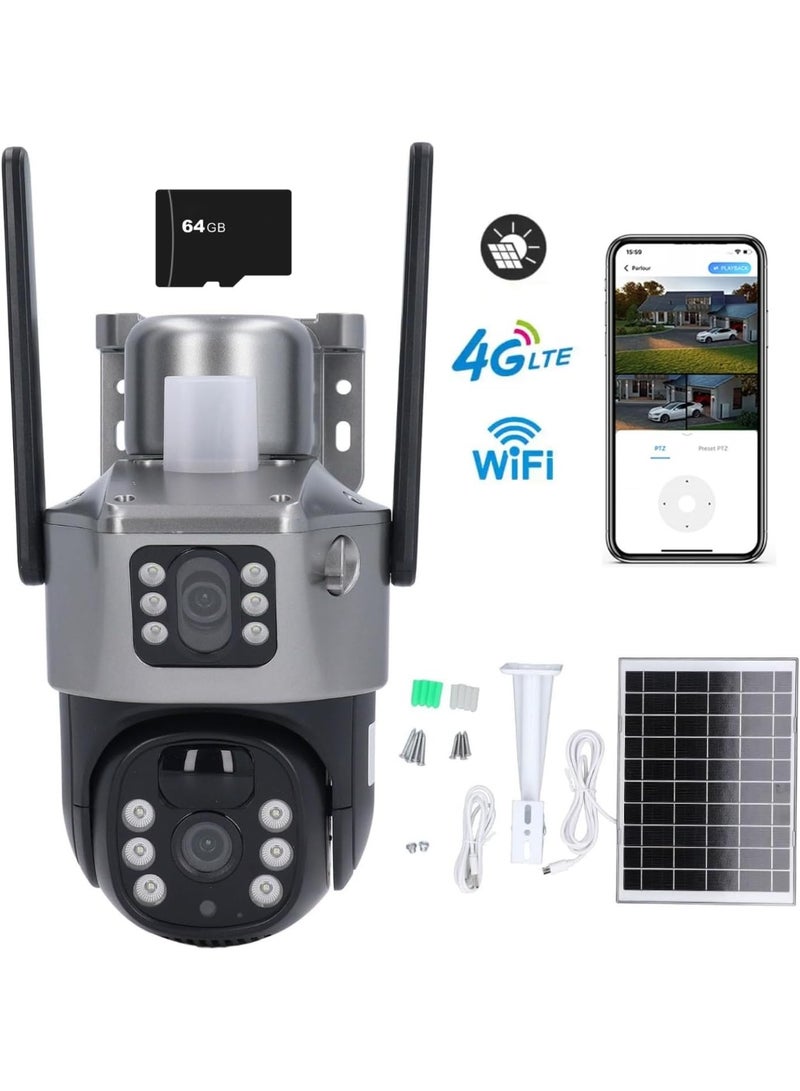 ELTRAZONE 1080P Dual HD Lens 4G Solar Security Camera – Outdoor Wireless CCTV with App Control, Night Vision, Built-In Mic & Speaker, Motion Detection, Waterproof Design & 64GB SD Card for Smart Home Surveillance - Image 2