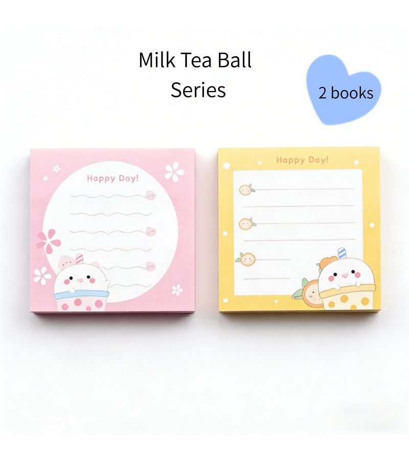 Set of 2 Cute Aesthetic Sticky Note Pads 80 Sheets Each for Office School Valentine - Image 1