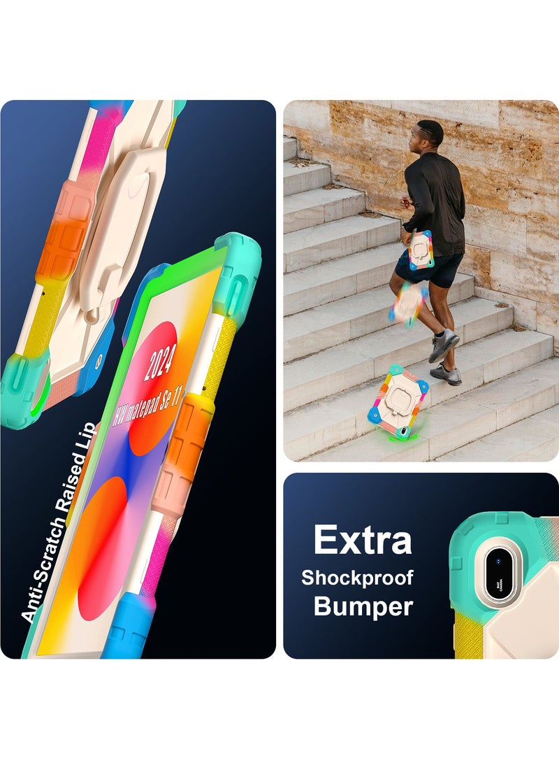 عام حافظة لهاتف هواوي ميت باد سي 11 بوصة (2024) ، غطاء لوحي ذكي مضاد للسقوط ، غطاء واقي مناسب للأطفال مع حامل مقبض حمل قابل للدوران 360 - حامل حزام وقلم - Image 4