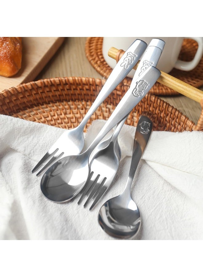 HansGo 12Pcs Children Safe Forks And Spoons Silverware For Kids Cutlery Set Toddler Utensils Stainless Steel Tableware With Bunny And Puppy Motifs - Image 5