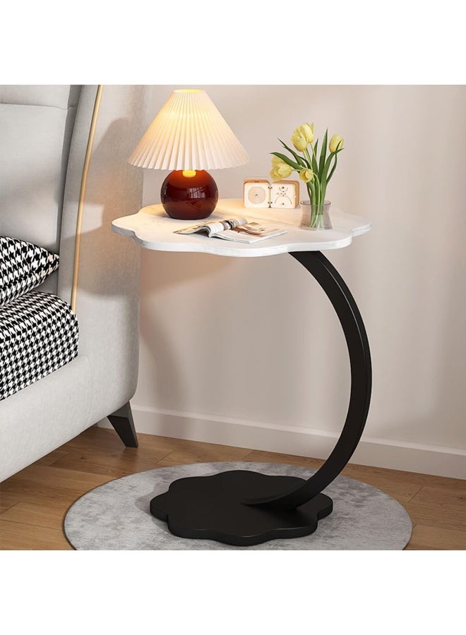 DubaiGallery Sofa Side Table C Shape, Modern End Table with Marble Style Top for Home - Image 1