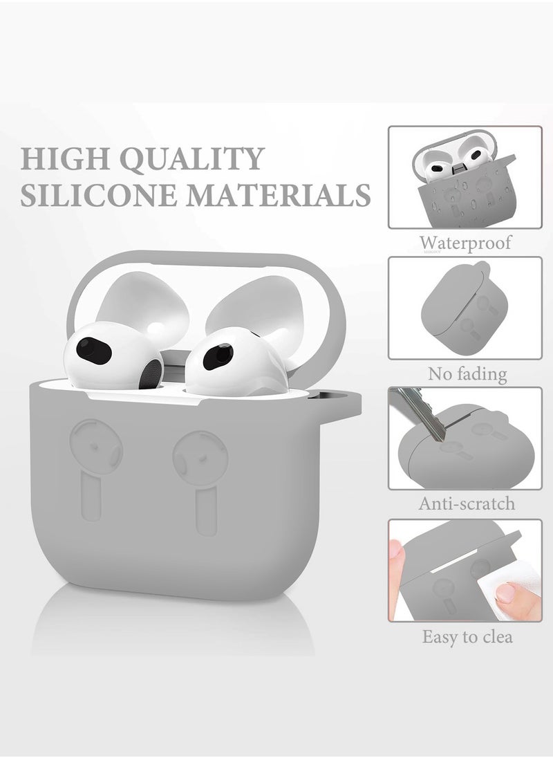 CATANES ( for Airpods 4 2024 ) Case Soft Silicone Elegant Cover with Keychain / Light Grey Color  - Image 3