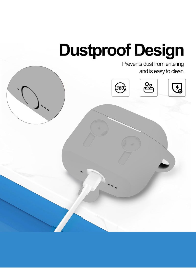 CATANES ( for Airpods 4 2024 ) Case Soft Silicone Elegant Cover with Keychain / Light Grey Color  - Image 4