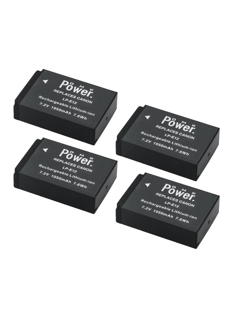 DMK Power 4PCS LP-E12 Battery 1050mAh Compatible with Canon EOS M M2 M10 M50 M100 M200 EOS 100D EOS Rebel SL1 EOS K- X7 P-SHOT SX70 HS… - Image 1
