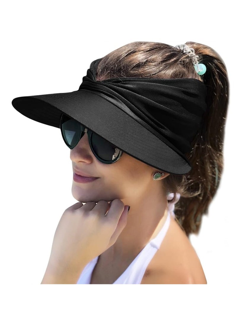 Goolsky Womens Sun Visor Hat Wide Brim Summer UPF 50+ UV Protection Beach Sport Cap  - Image 3