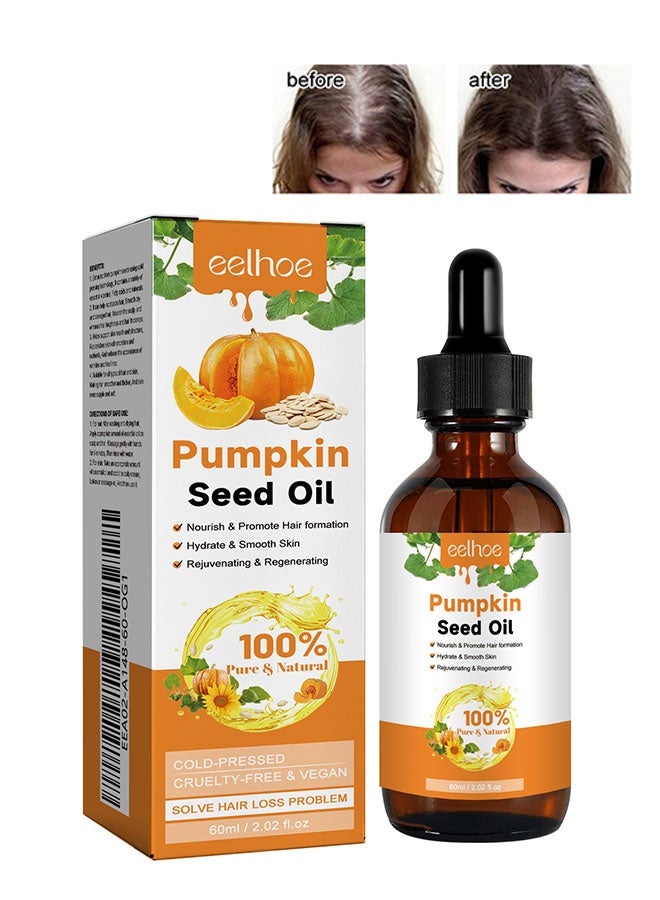 EELHOE Pumpkin Seed Oil 60ml, Nourish and Promote Hair Formation, Hydrate and Smooth Skin, Rejuvenating and Regenerating for Dry Damaged Hair, Hair Loss Treatment for All Hair Types - Image 1