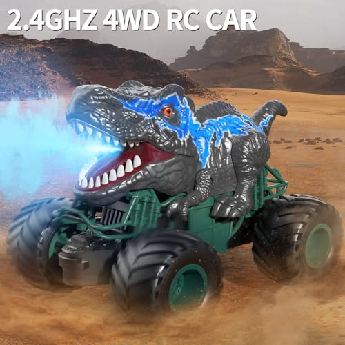 Bennol 2.4GHz Dinosaur Remote Control Cars Toys for Kids Boys 4-7 5-7 8-12, RC Dinosaur Car Toys with Light, Sound, Spray, Indoor Outdoor Toys Gifts for 3 4 5 6 Year Old Boys, RC Car Toys for Boy - Image 5