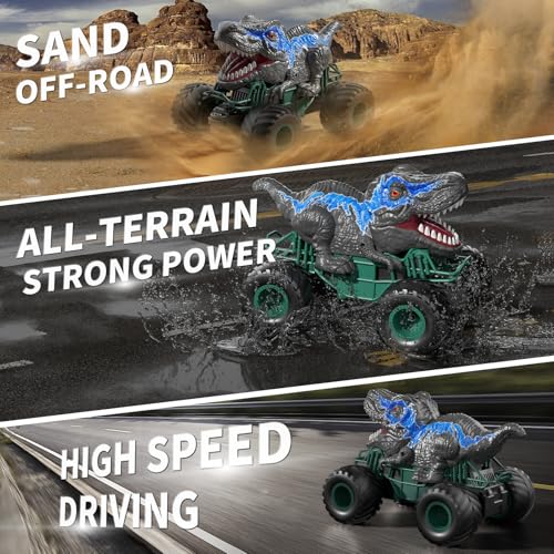 Bennol 2.4GHz Dinosaur Remote Control Cars Toys for Kids Boys 4-7 5-7 8-12, RC Dinosaur Car Toys with Light, Sound, Spray, Indoor Outdoor Toys Gifts for 3 4 5 6 Year Old Boys, RC Car Toys for Boy - Image 3