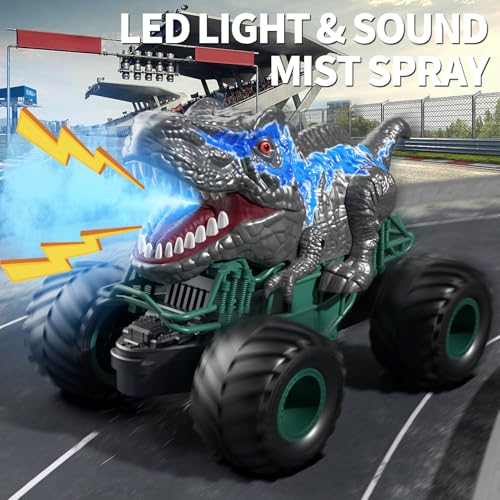Bennol 2.4GHz Dinosaur Remote Control Cars Toys for Kids Boys 4-7 5-7 8-12, RC Dinosaur Car Toys with Light, Sound, Spray, Indoor Outdoor Toys Gifts for 3 4 5 6 Year Old Boys, RC Car Toys for Boy - Image 2