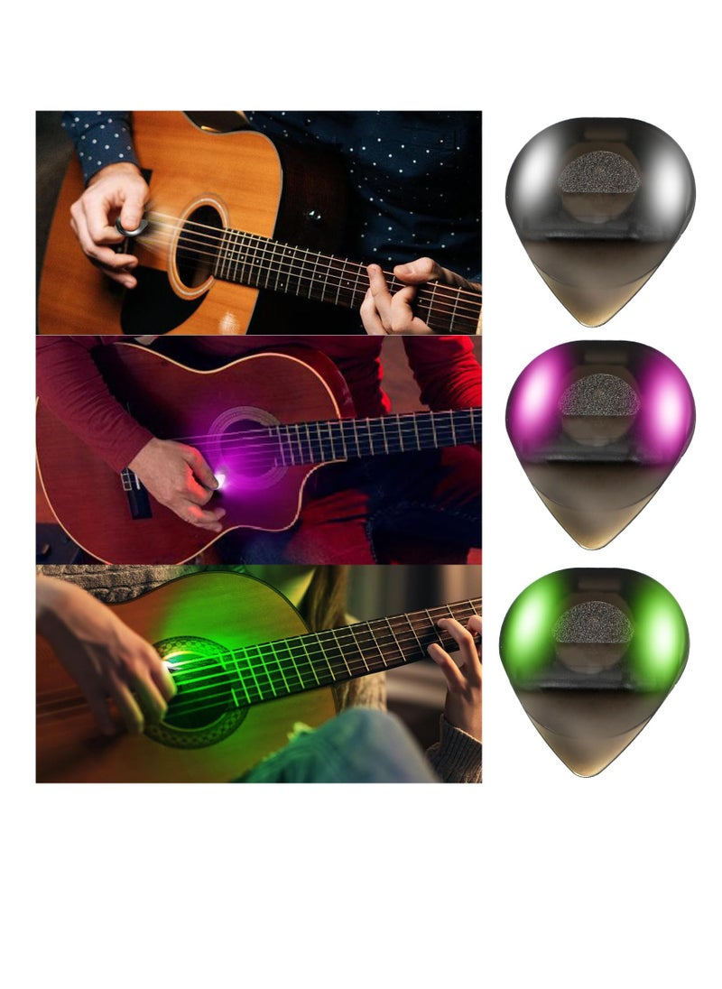 Auto LED Glowing Guitar Picks, 0.6mm Dazzling Colourful Illuminated Guitar Plectrum for Acoustic Electric and Bass Guitar, Guitar Accessories, White, Green, Pink - pzsku/Z6763C194E996BB926ADFZ/45/_/1720765287/5e6542e1-fc20-4cff-a2a3-235935ec091d