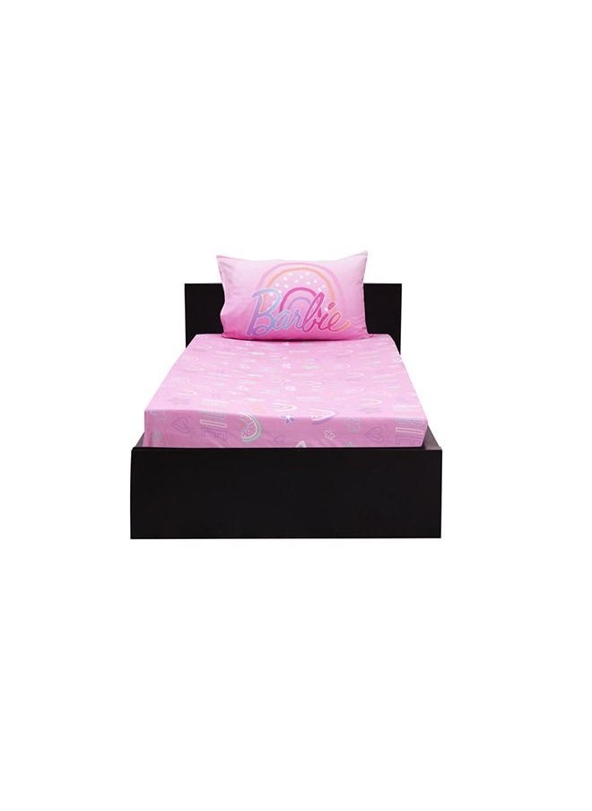 Hotel Linen Klub Kidz Klub Barbie Doll Pink Fittedsheet Twin 2pcs Set - Fabric 144TC Poly Cotton Printed Size: 1pc Fitted Sheet 120x200+25 cm +Pillowcase 50x75cm  - Image 2
