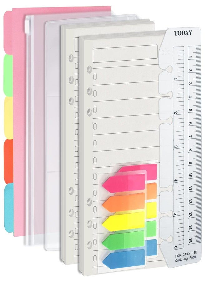 Harphia A6 6 Holes Binder Refill Set, 90 Sheets Todo List Planner Insert for 6 Holes Binder, with Paper Dividers,Ruler,Bags and Stickers, Planner Accessory Combo Set 005Da6Todo - Image 1
