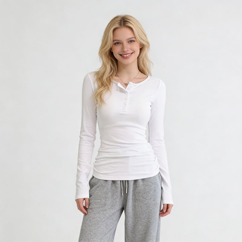 Women's Half-Zip Long Sleeve T-Shirt Slim Fit - Image 4