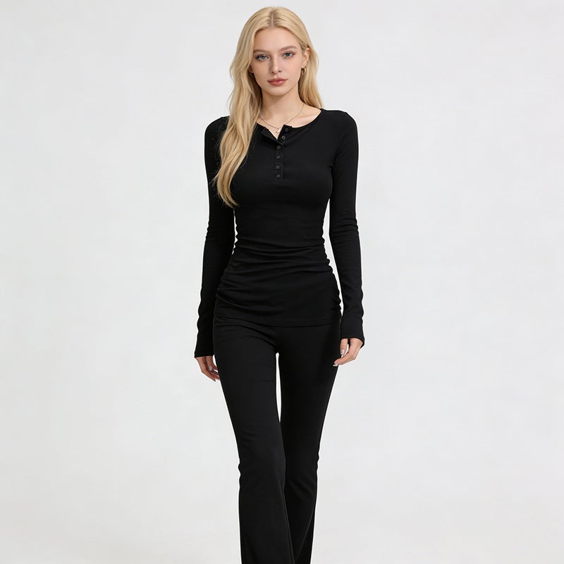Women's Half-Zip Long Sleeve T-Shirt Slim Fit - Image 3