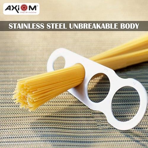 AXIOM Stainless Steel Spaghetti Pasta Measurer Tool. Set of 2 Portioning Tools with 4 Serving Portions. Precise Pasta Measuring Kitchen Gadget - Image 2