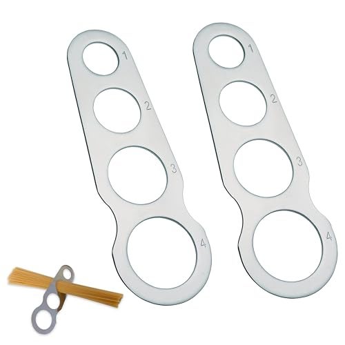 AXIOM Stainless Steel Spaghetti Pasta Measurer Tool. Set of 2 Portioning Tools with 4 Serving Portions. Precise Pasta Measuring Kitchen Gadget - Image 1
