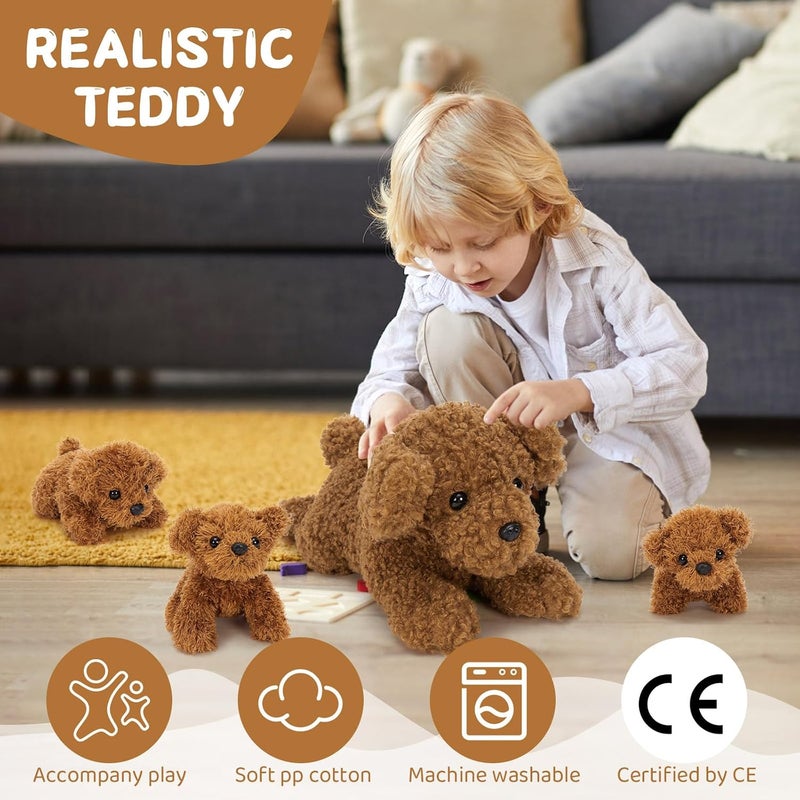 MorisMos Giant Poodle Teddy Dog Cuddly Toy XXL with 3 Puppies in the Belly, 47cm Large Poodle Dog Plush Toy Stuffed Animal Cuddly Toys, Birthday Christmas Gift for Children Baby - Image 4