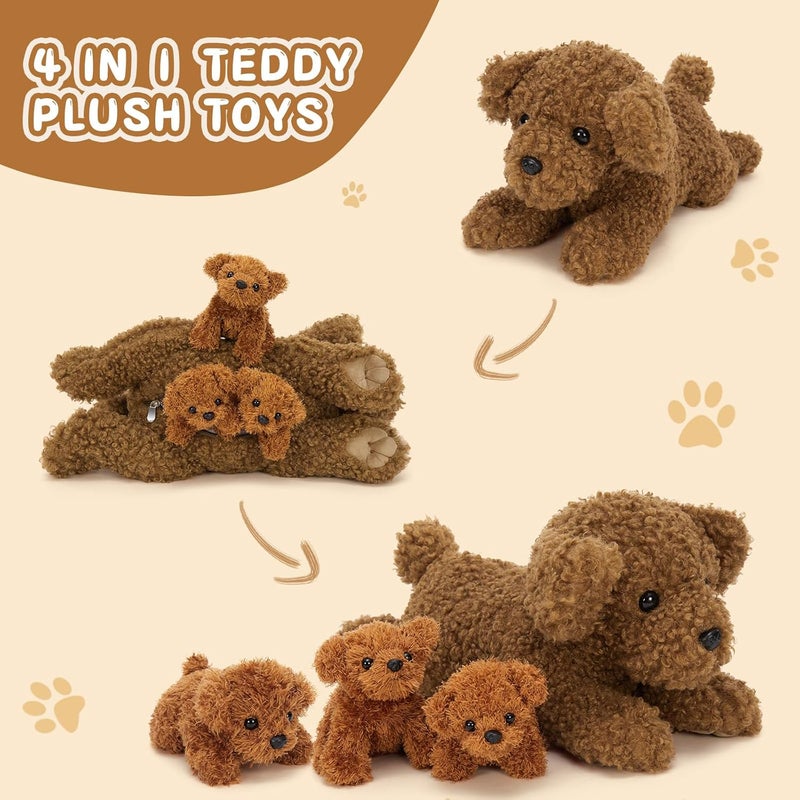 MorisMos Giant Poodle Teddy Dog Cuddly Toy XXL with 3 Puppies in the Belly, 47cm Large Poodle Dog Plush Toy Stuffed Animal Cuddly Toys, Birthday Christmas Gift for Children Baby - Image 3