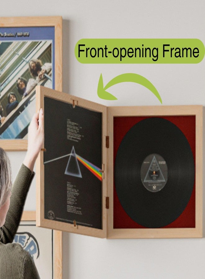 Rustic State Vinyl Record Frame with Front Cover for Album Cover Display and Vinyl Display - Wall Display for 7 to 12 Inch LP - Natural - Image 2