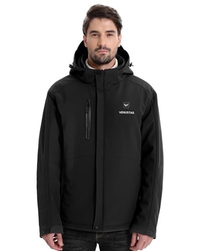 Venustas Men's Heated Jacket with Battery Pack, Windproof Electric Insulated Heated Coat with Detachable Hood - Image 4