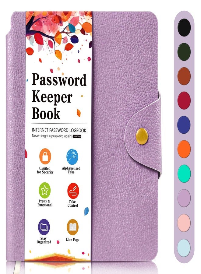 BLESWIN Password Keeper with Alphabetical Tabs, Internet Password Organizer for Contacts, Websitesm Special Days and Notes - 6'' x5.1'', Purple - Image 1