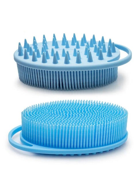Silicone Body Scrubber & Scalp Massager 2in 1 Exfoliating Shower Brush & Shampoo Brush for Deep Cleansing