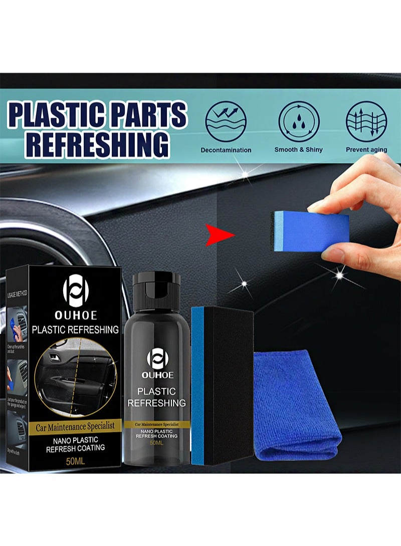 OUHOE 50ml Plastic Refreshing, Car Plastic Revitalizing Coating Agent, Nano Plastic Refreshing Coating, Car Plastic Parts Refurbish Agent （2 PCS） - Image 2