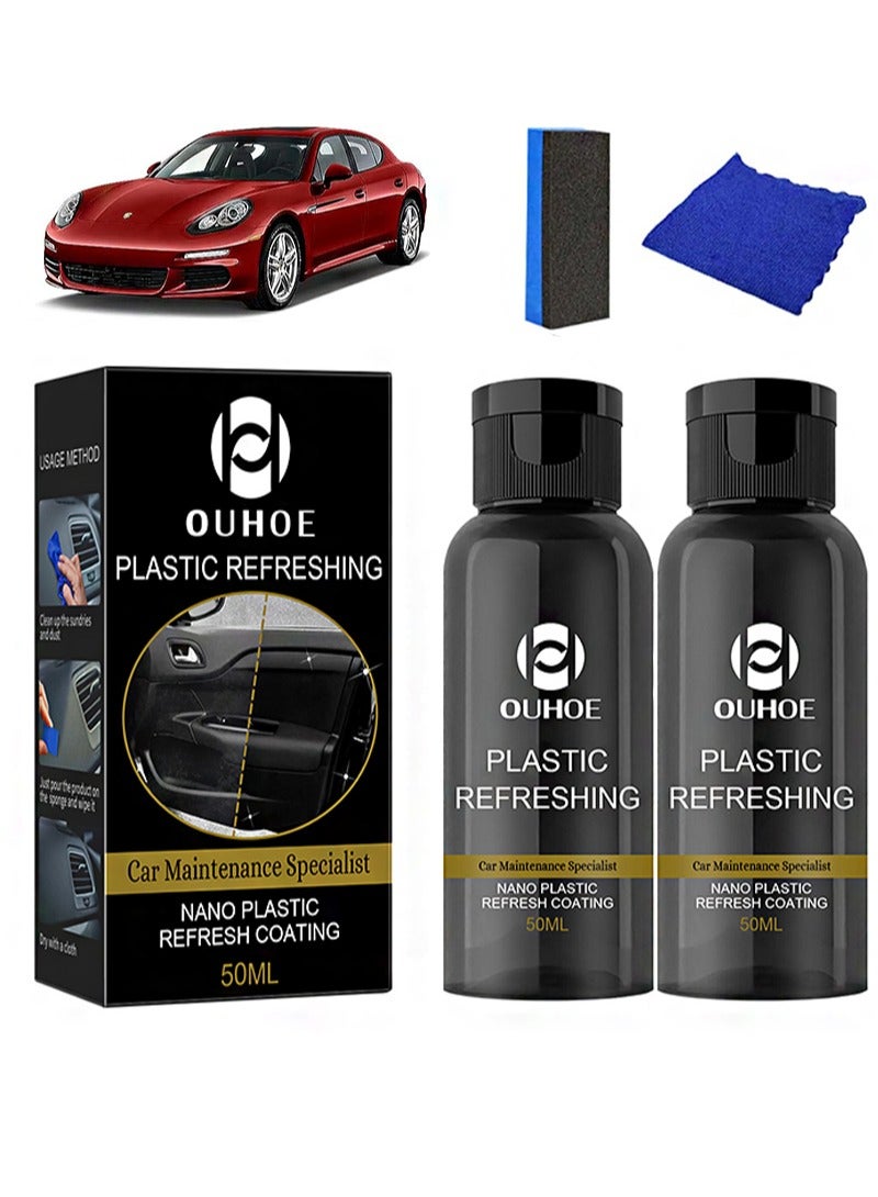 OUHOE 50ml Plastic Refreshing, Car Plastic Revitalizing Coating Agent, Nano Plastic Refreshing Coating, Car Plastic Parts Refurbish Agent （2 PCS） - Image 1