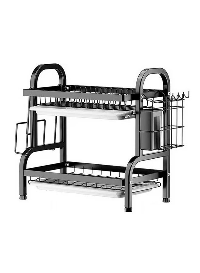 رولستيمي رف لتجفيف الأطباق ل منضدة مطبخ 2 الطبقة الصدأ مقاومة طبق رفوف مع حامل أواني المدمجة طبق تجفيف ، أسود - Image 2