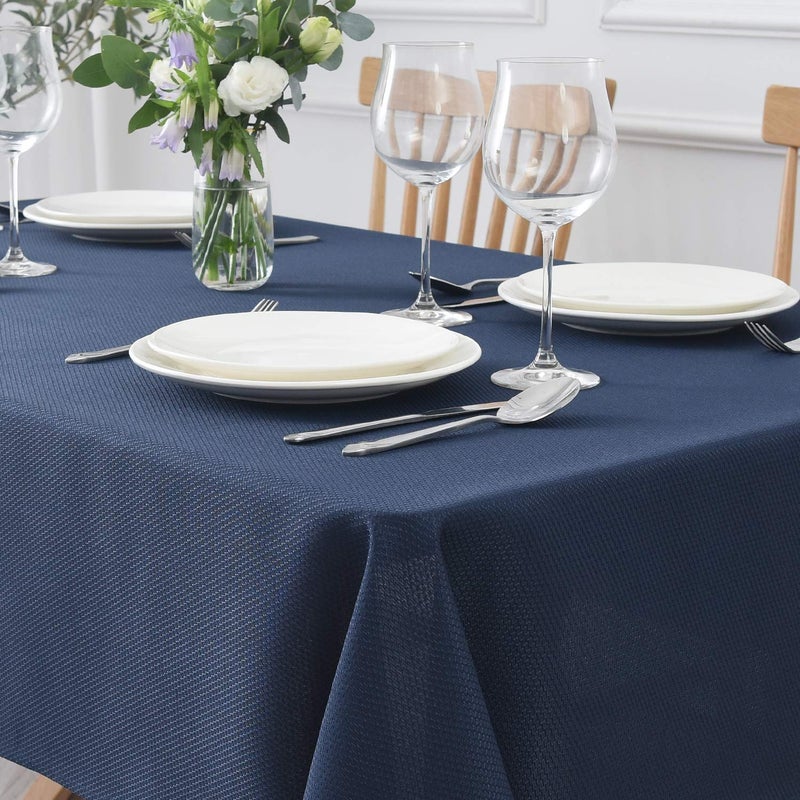 maxmill Square Jacquard Tablecloth Water Resistance Antiwrinkle Spill Proof Textured Table Cloth Soft Fabric Table Cover for Buffet Banquet Parties Event Holiday Dinner 70 x 70 Inch Navy Blue