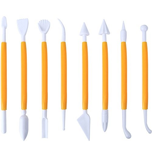 ScivoKaval Marshmallow Fondant Cake Decorating Hand Tool 12 Pcs 5 Sets Sugar craft Gum paste Icing Smoother Rolling Pin Trimmer Cutter Embosser Flower Scissor Modelling Accessories Supplies Kit Yellow - Image 2