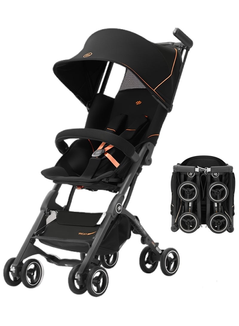 جي بي عربة أطفال gb Pockit+ لجميع التضاريس، فائقة الصغر وخفيفة الوزن، مناسبة للسفر للأطفال والرضّع، متوافقة مع أمتعة المقصورة على الطائرات، باللون الأسود والبرتقالي - Image 1