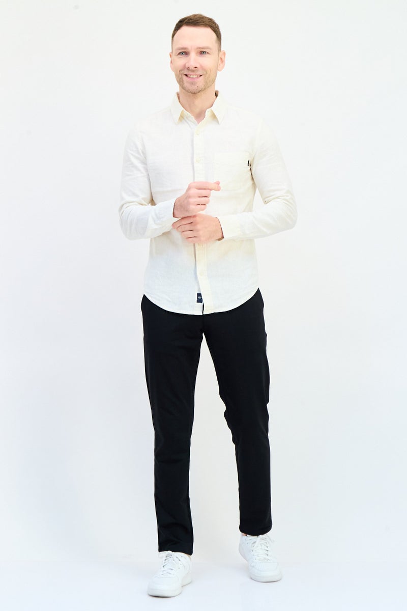 DOCKERS Men Slim Fit Solid Long Sleeves Casual Shirt, Off White  - Image 2