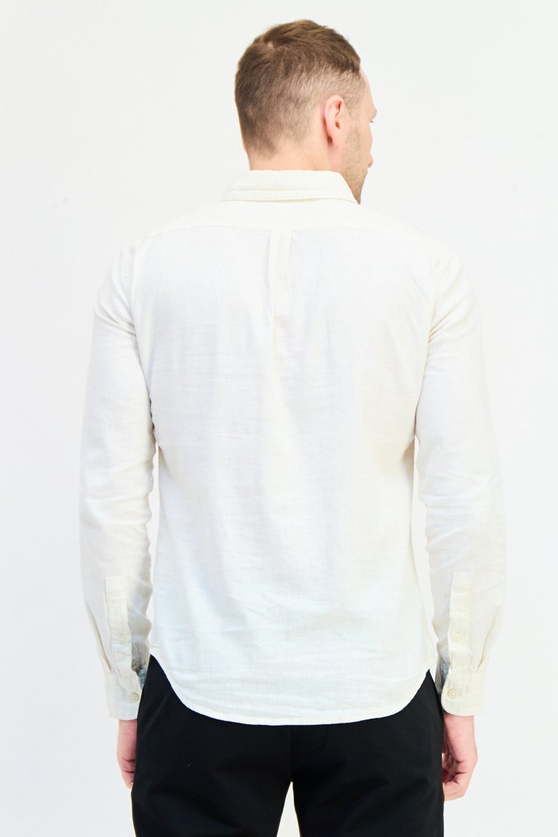 DOCKERS Men Slim Fit Solid Long Sleeves Casual Shirt, Off White  - Image 4