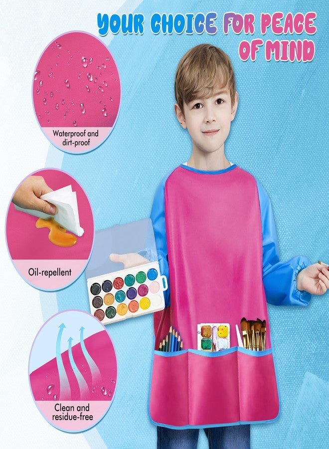 VCOSTORE Kids Art Smock, Toddler Painting Smock,Waterproof Long Sleeve Kids Art Apron with 3 Pockets for Children - Image 3