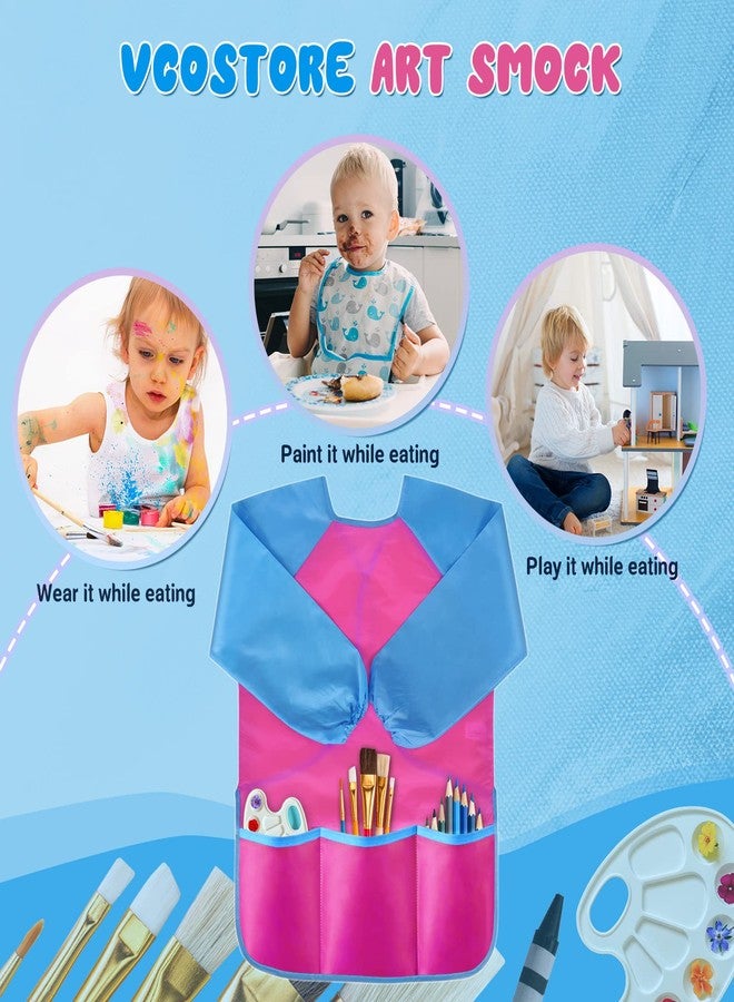 VCOSTORE Kids Art Smock, Toddler Painting Smock,Waterproof Long Sleeve Kids Art Apron with 3 Pockets for Children - Image 4