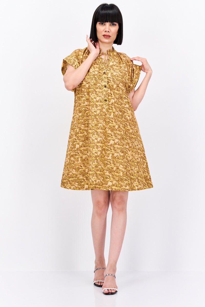 Scotch & Soda Women Allover Print Shirt Dress, Olive - Image 2