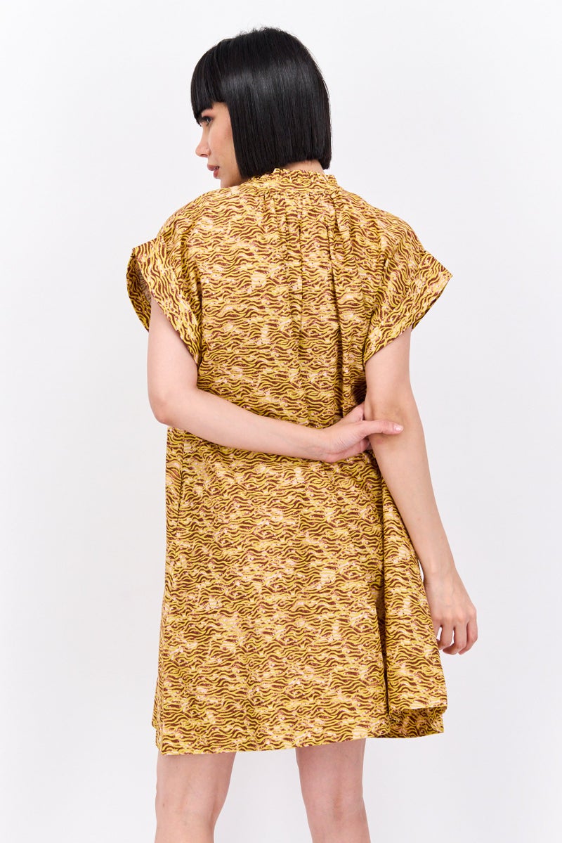 Scotch & Soda Women Allover Print Shirt Dress, Olive - Image 3