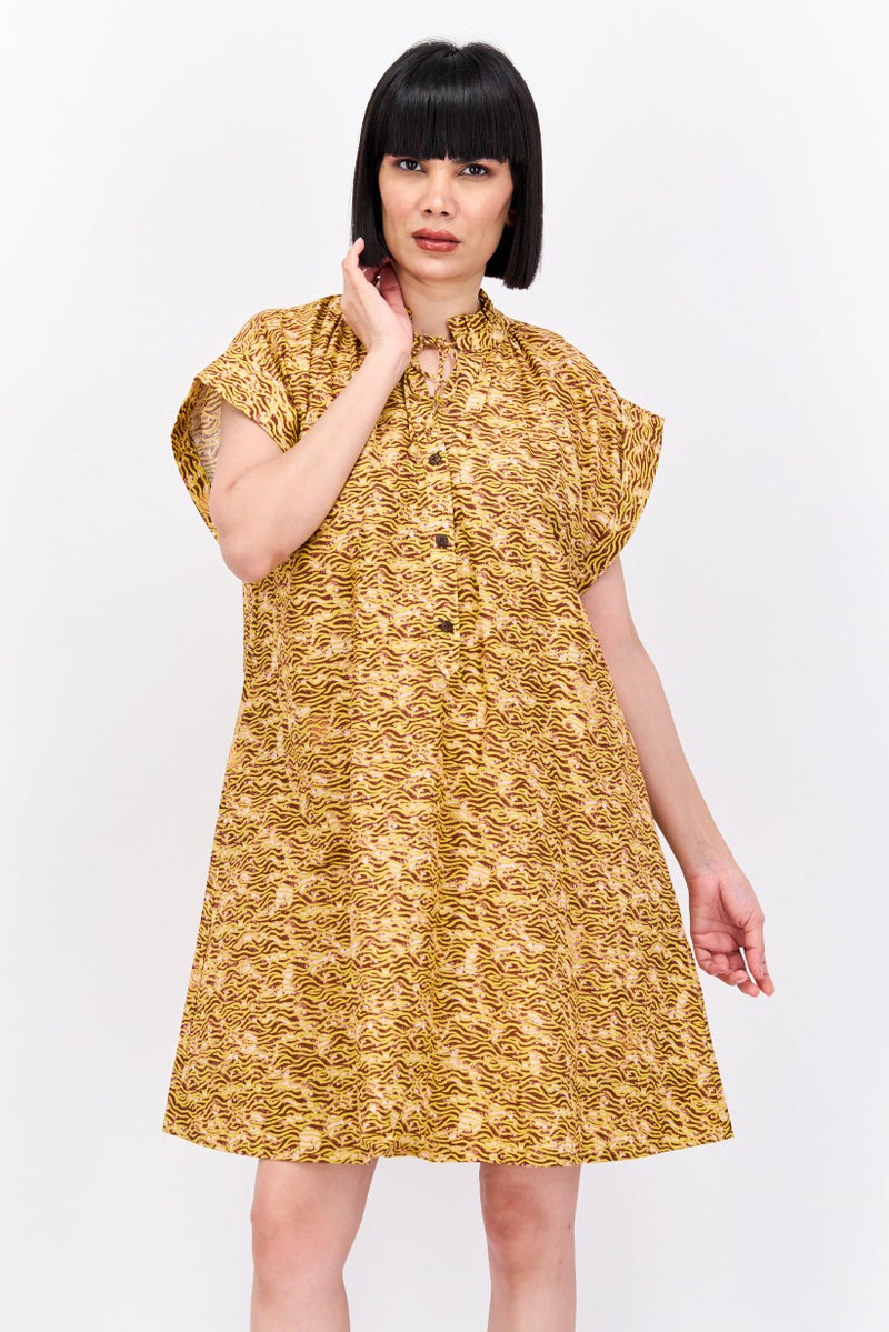 Scotch & Soda Women Allover Print Shirt Dress, Olive - Image 1