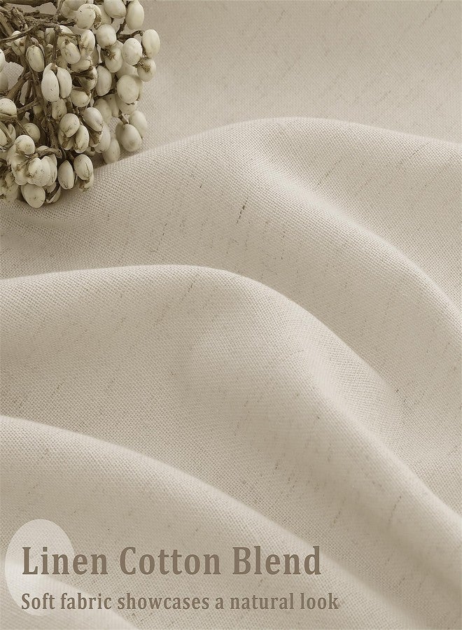 DUKIYO 84" Gray Beige Pleated Linen Curtains for Living Room, Pleated Curtains with Hooks, Rings, Back Flap, Farmhouse, Boho, Light Filter - Image 4