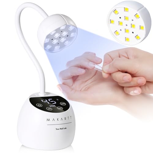 Makartt UV LED Nail Lamp Gooseneck UV Light for Gel Nails Cherie Cordless USB 39mWcm LED Gel Lamp with 4 Times Auto Sensor Fast Flash Curing Light for Salon Use White - Image 1