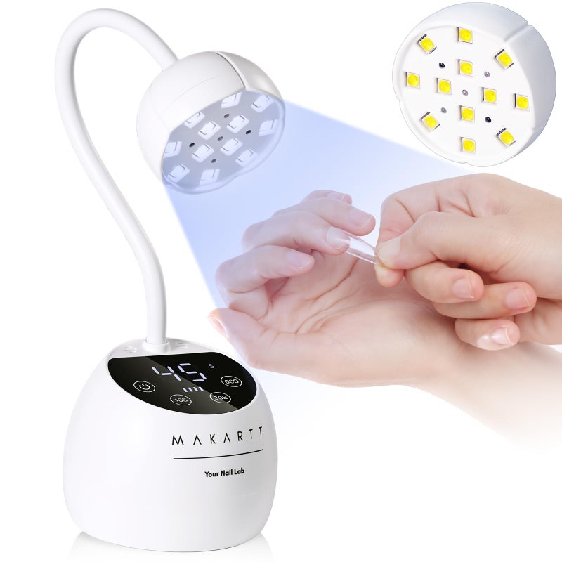 Makartt UV LED Nail Lamp Gooseneck UV Light for Gel Nails Cherie Cordless USB 39mWcm LED Gel Lamp with 4 Times Auto Sensor Fast Flash Curing Light for Salon Use White - Image 2