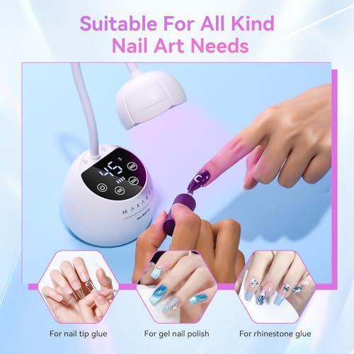 Makartt UV LED Nail Lamp Gooseneck UV Light for Gel Nails Cherie Cordless USB 39mWcm LED Gel Lamp with 4 Times Auto Sensor Fast Flash Curing Light for Salon Use White - Image 3