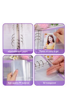 SYOSI Photocard Binder Kpop Photocard Holder Book Sleeves Photocard Korean Stickers, A5 Binder Photocard Album 6 Ring Photocard Binder Card Protectors Pages 200 Cards Darkorchid Colorful  - Image 4