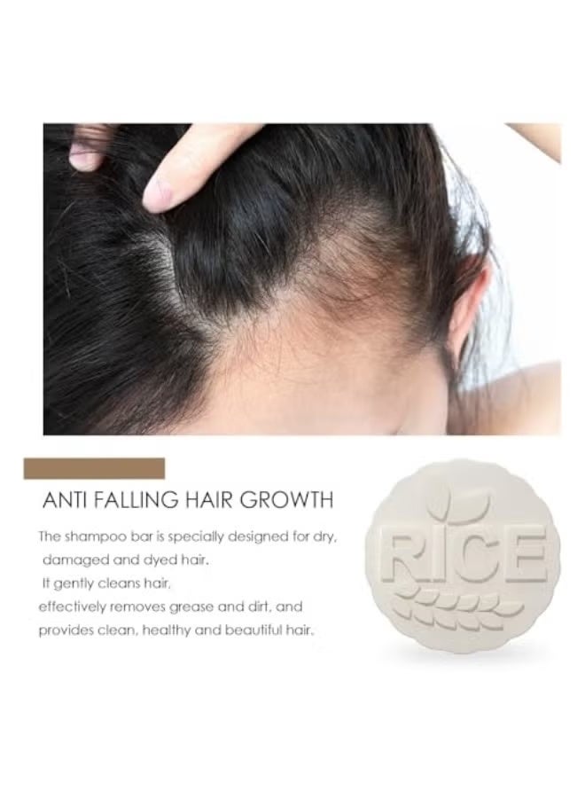 EELHOE 100g Rice Soap Shampoo Bar, Rice Hair Growth Soap, for Soft and Shiny Hair, Strengthens Damaged and Bleached, Reduces Grease - Image 4