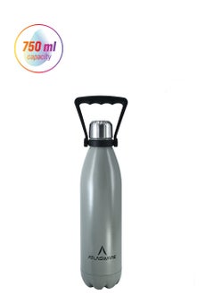 Atlasware Water Bottle with a Capacity of 750 ml, Stainless Steel Water Bottle that keeps Cold for 52 Hours and Keeps Heat for 24 Hours, Gray  - Image 2
