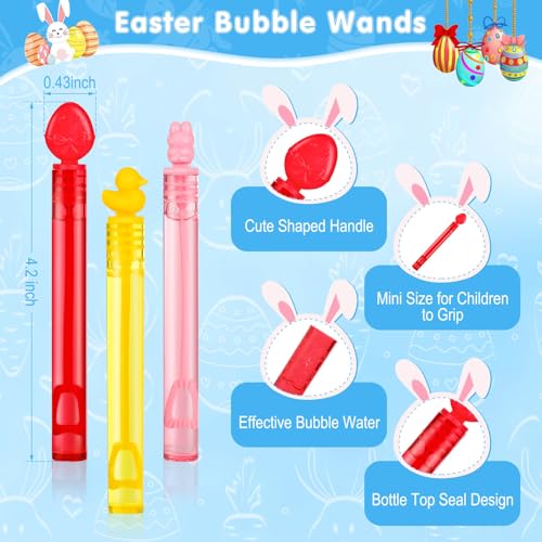Genuvi Easter Party Favors Mini Bubble Wands 30PCS Easter Egg Fillers Easter Basket Stuffers Kids Bubbles Bulk for Classroom Exchange Prizes Goodie Bag Stuffers Outdoor Easter Toys Student Gifts for Girl Boy - Image 5