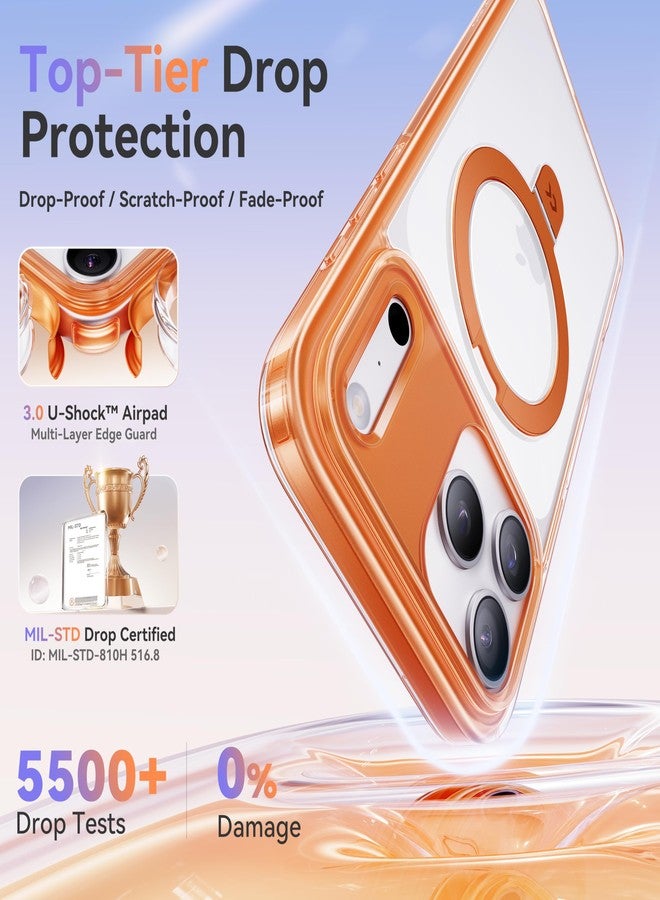 جراب CASEKOO الرسمي باللون البرتقالي الكوني لهاتف iPhone 17 Pro Max مع حامل مغناطيسي فائق، مناسب لـ MagSafe، حماية عسكرية بطول 16 قدمًا، غطاء شفاف رفيع لهاتف iPhone 17 Pro Max 6.9 بوصة، برتقالي - Image 5